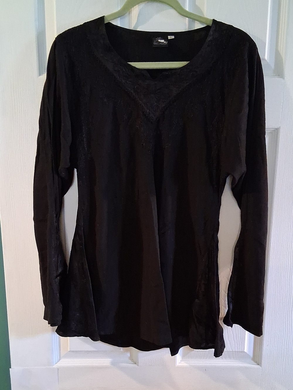 Women's Black Long Sleeve V-Neck Tee by Lost Island